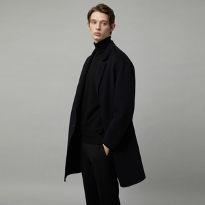21AW 男式双面呢男女同款微落肩羊毛大衣